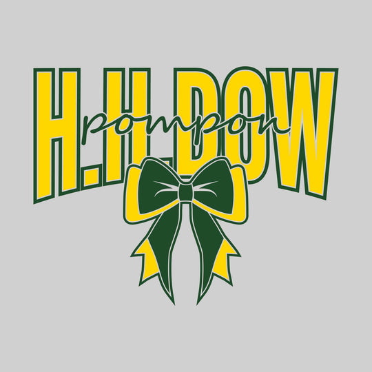 Midland Dow Chargers - Poms - H H Dow with Cursive Pompon and Bow