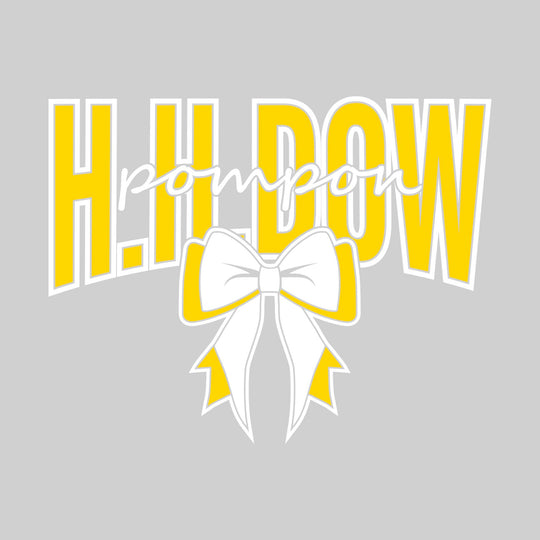 Midland Dow Chargers - Poms - H H Dow with Cursive Pompon and Bow