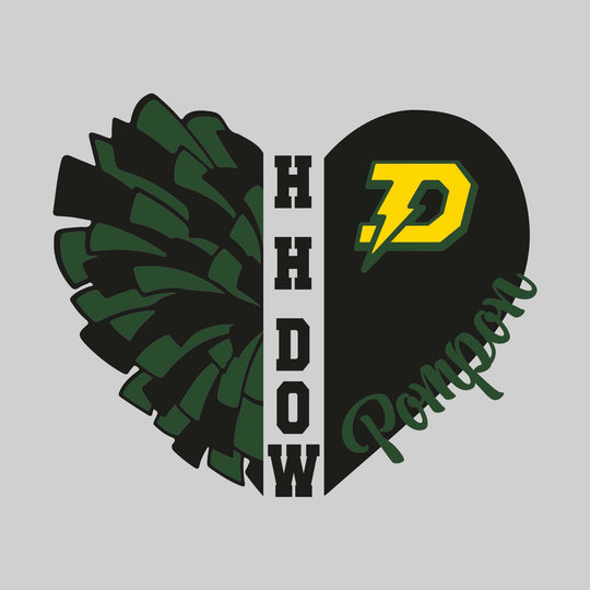 Midland Dow Chargers - Poms - Pom Heart with School Name