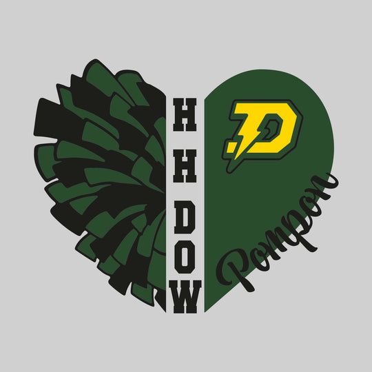 Midland Dow Chargers - Poms - Pom Heart with School Name