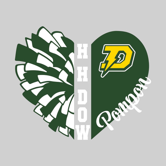 Midland Dow Chargers - Poms - Pom Heart with School Name