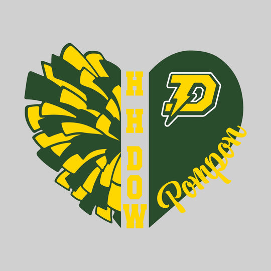Midland Dow Chargers - Poms - Pom Heart with School Name