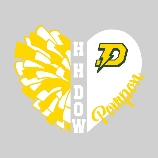 Midland Dow Chargers - Poms - Pom Heart with School Name