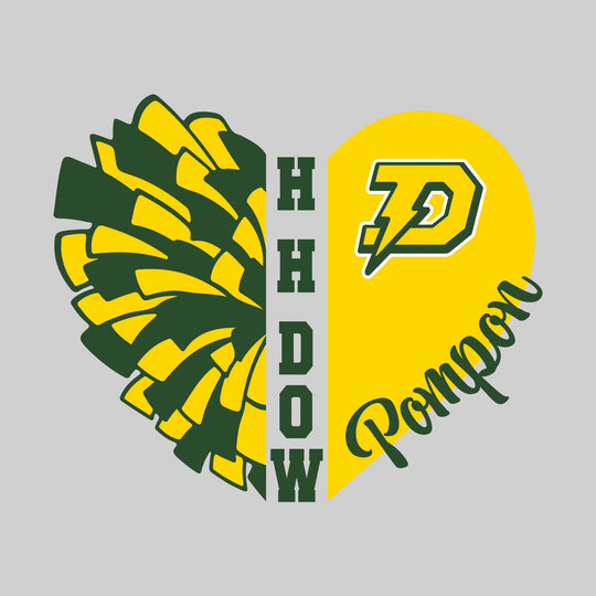 Midland Dow Chargers - Poms - Pom Heart with School Name