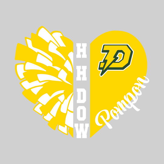 Midland Dow Chargers - Poms - Pom Heart with School Name