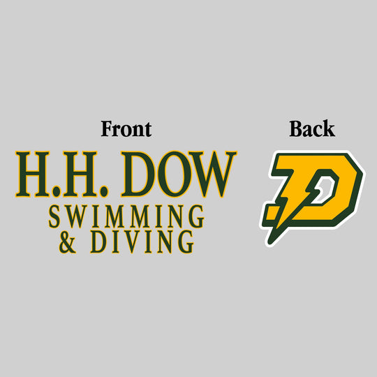 Midland Dow Chargers - Swimming & Diving - HH Dow Swimming & Diving - Outlined Text Mascot on Back