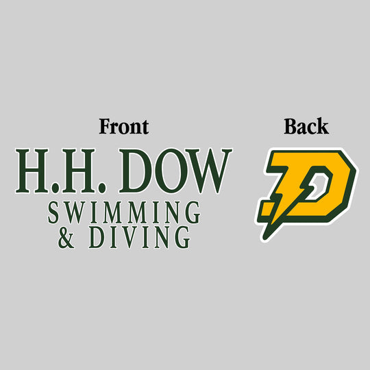 Midland Dow Chargers - Swimming & Diving - HH Dow Swimming & Diving - Outlined Text Mascot on Back