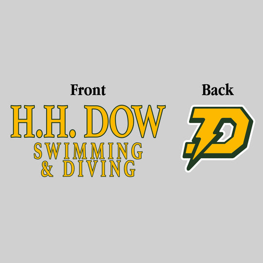 Midland Dow Chargers - Swimming & Diving - HH Dow Swimming & Diving - Outlined Text Mascot on Back