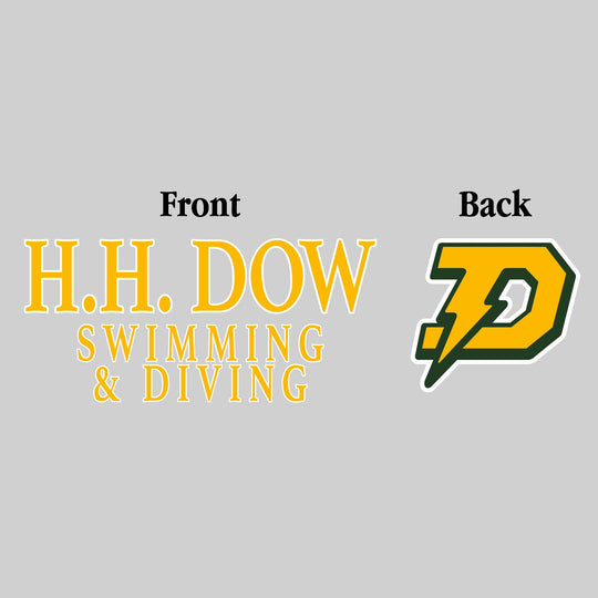 Midland Dow Chargers - Swimming & Diving - HH Dow Swimming & Diving - Outlined Text Mascot on Back