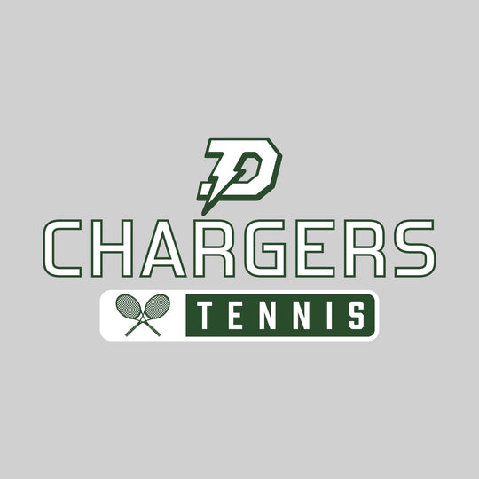 Midland Dow Chargers - Tennis - Mascot Over Name with Rounded Rectangle