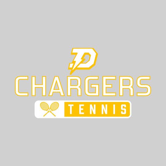 Midland Dow Chargers - Tennis - Mascot Over Name with Rounded Rectangle