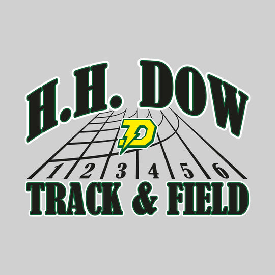 Midland Dow Chargers - Track & Field - Arched School Name with Mascot & Track Lanes