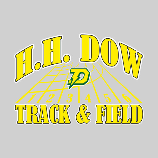 Midland Dow Chargers - Track & Field - Arched School Name with Mascot & Track Lanes