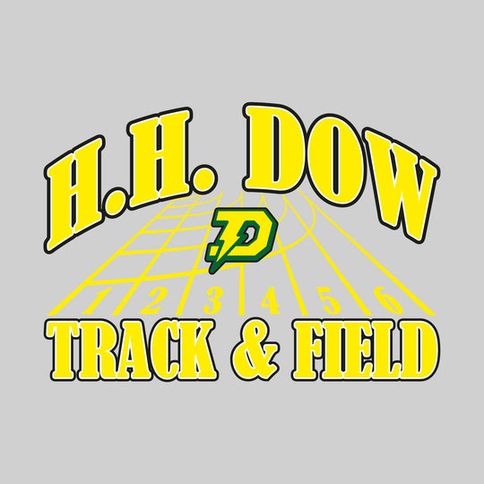 Midland Dow Chargers - Track & Field - Arched School Name with Mascot & Track Lanes