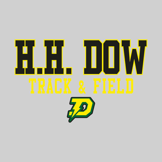 Midland Dow Chargers - Track & Field - Outlined School Name Over Track & Field with Mascot