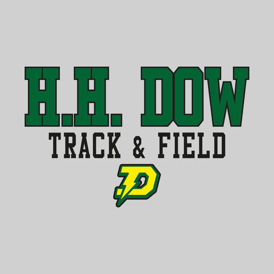 Midland Dow Chargers - Track & Field - Outlined School Name Over Track & Field with Mascot