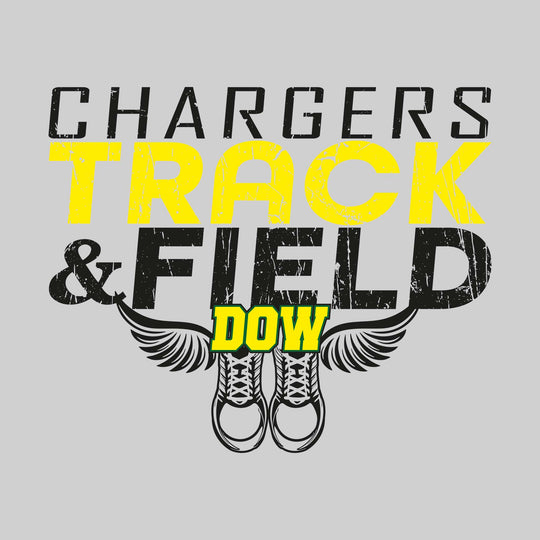 Midland Dow Chargers - Track & Field - Slanted Text with Winged Shoes