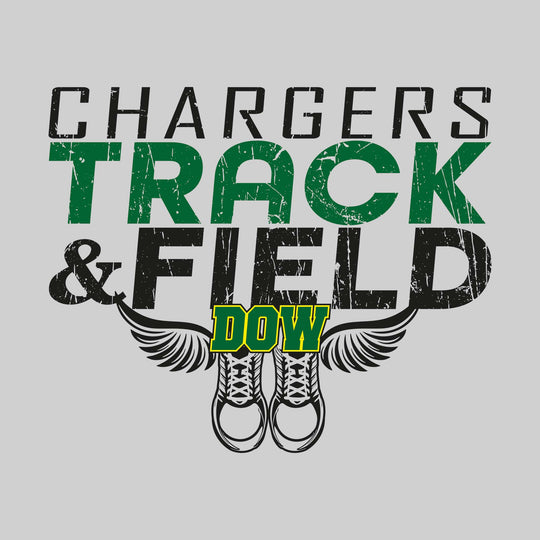 Midland Dow Chargers - Track & Field - Slanted Text with Winged Shoes