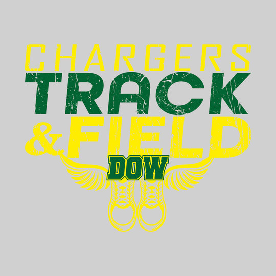 Midland Dow Chargers - Track & Field - Slanted Text with Winged Shoes