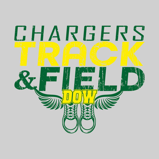 Midland Dow Chargers - Track & Field - Slanted Text with Winged Shoes