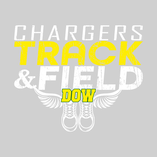 Midland Dow Chargers - Track & Field - Slanted Text with Winged Shoes