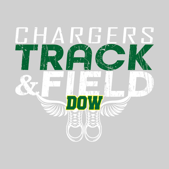 Midland Dow Chargers - Track & Field - Slanted Text with Winged Shoes