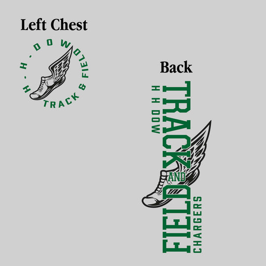 Midland Dow Chargers - Track & Field - Vertical Track & Field with School Name and Winged Shoe