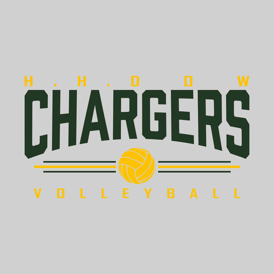 Midland Dow Chargers - Volleyball - Arched Mascot Name with Volleyball and Color Lines