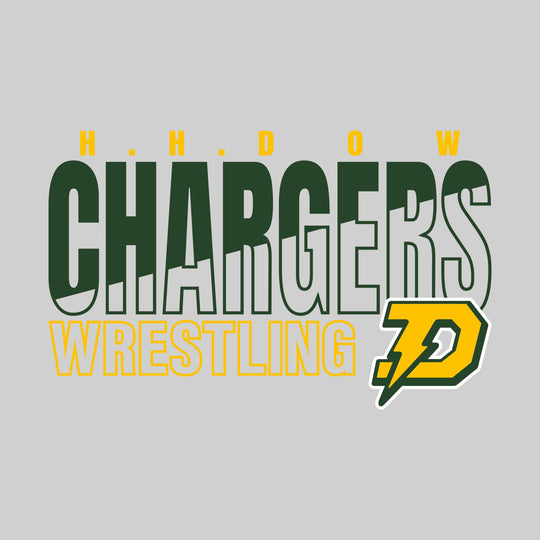 Midland Dow Chargers - Wrestling - Diagonal Split Mascot Name with Mascot