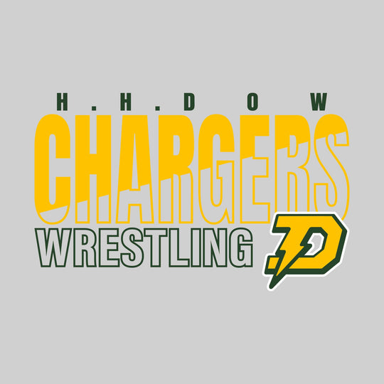 Midland Dow Chargers - Wrestling - Diagonal Split Mascot Name with Mascot