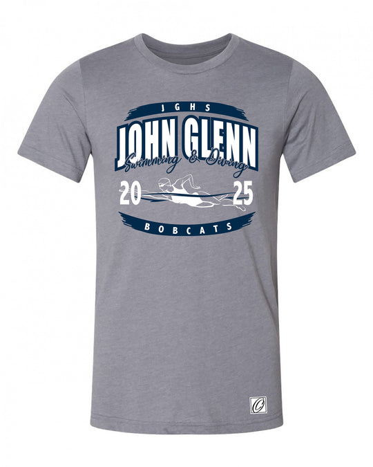 Adult - John Glenn Bobcats - Girls Swimming & Diving - 2025 - Bella Canvas Heather CVC Crewneck Short Sleeve Tee
