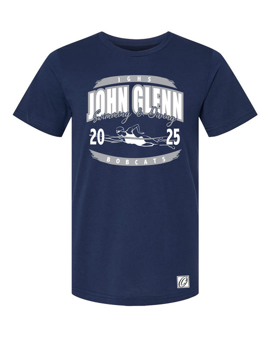 Adult - John Glenn Bobcats - Girls Swimming & Diving - 2025 - Bella Canvas Heather CVC Crewneck Short Sleeve Tee