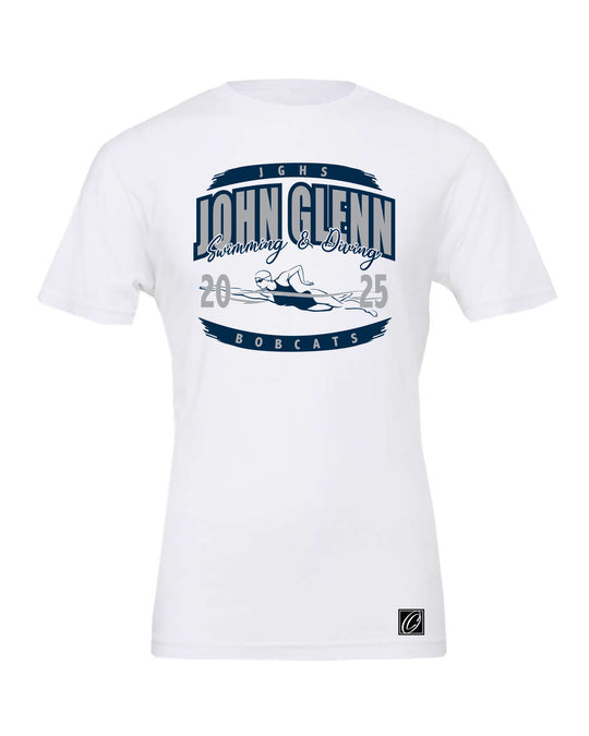 Adult - John Glenn Bobcats - Girls Swimming & Diving - 2025 - Bella Canvas Heather CVC Crewneck Short Sleeve Tee