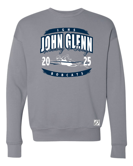 Adult - John Glenn Bobcats - Girls Swimming & Diving - 2025 - Bella Canvas Drop Shoulder Crewneck Sweatshirt