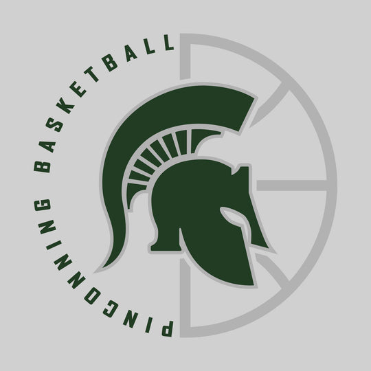 Pinconning Spartans - Basketball - Center Mascot with Circle Text & Basketball Grooves