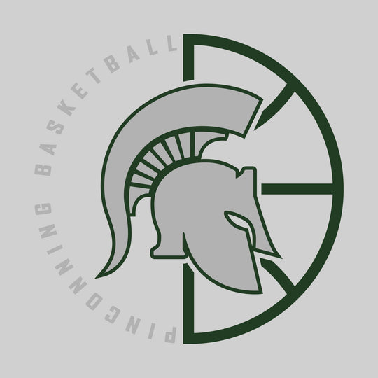 Pinconning Spartans - Basketball - Center Mascot with Circle Text & Basketball Grooves