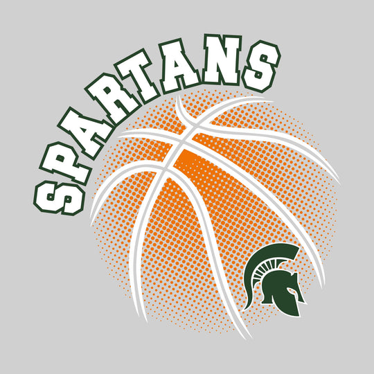 Pinconning Spartans - Basketball - Halftone Basketball with Mascot