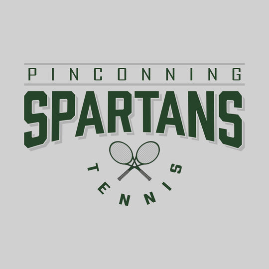 Pinconning Spartans - Tennis - Bracketed School Name Over Crossed Tennis Rackets