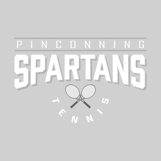 Pinconning Spartans - Tennis - Bracketed School Name Over Crossed Tennis Rackets
