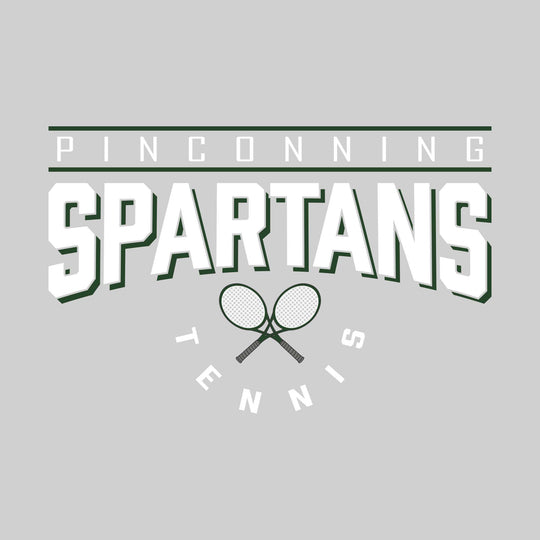 Pinconning Spartans - Tennis - Bracketed School Name Over Crossed Tennis Rackets
