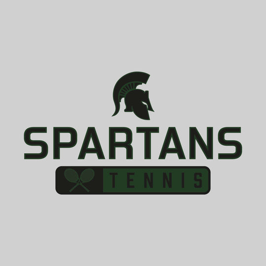 Pinconning Spartans - Tennis - Mascot Over Name with Rounded Rectangle