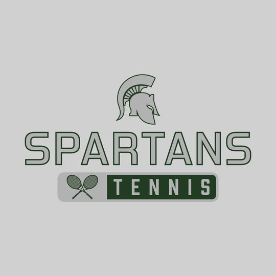 Pinconning Spartans - Tennis - Mascot Over Name with Rounded Rectangle