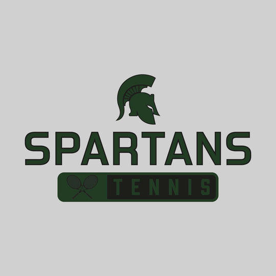 Pinconning Spartans - Tennis - Mascot Over Name with Rounded Rectangle