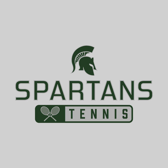 Pinconning Spartans - Tennis - Mascot Over Name with Rounded Rectangle
