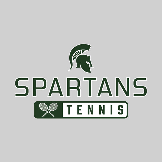 Pinconning Spartans - Tennis - Mascot Over Name with Rounded Rectangle