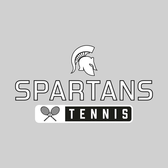 Pinconning Spartans - Tennis - Mascot Over Name with Rounded Rectangle