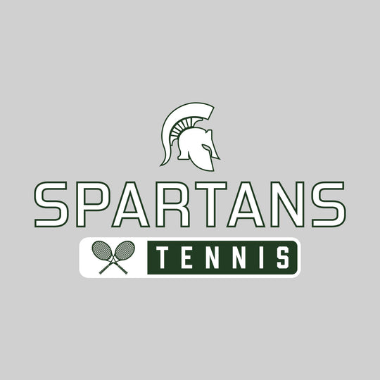 Pinconning Spartans - Tennis - Mascot Over Name with Rounded Rectangle