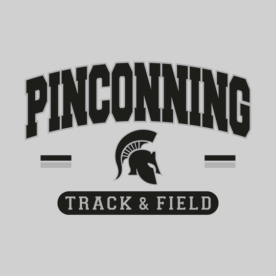 Pinconning Spartans - Track & Field - Arched School Name Over Mascot with School Color Bars