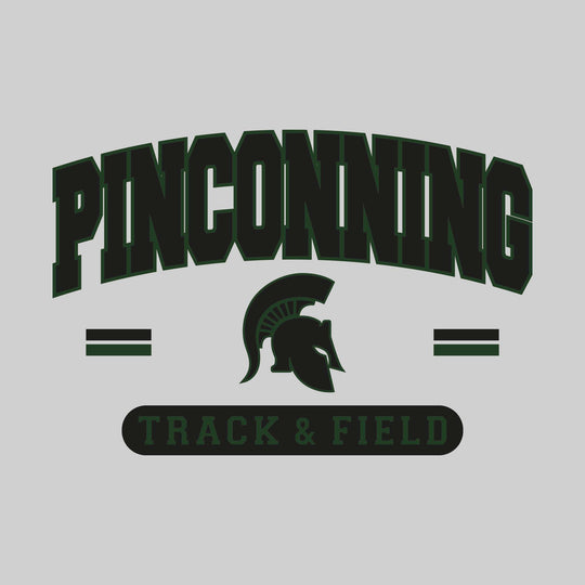 Pinconning Spartans - Track & Field - Arched School Name Over Mascot with School Color Bars