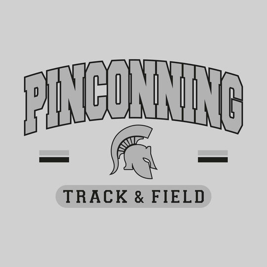 Pinconning Spartans - Track & Field - Arched School Name Over Mascot with School Color Bars